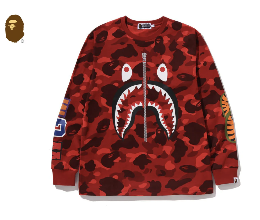 【BAPE男生】0214 發售 COLOR CAMO SHARK LS TEE