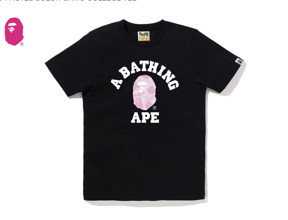 【BAPE女生】0214 發售 PASTEL COLOR CAMO COLLEGE TEE