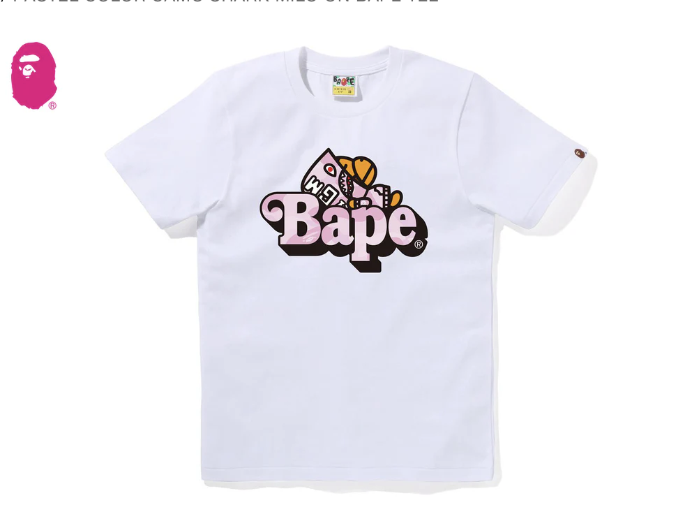 【BAPE女生】0214 發售 PASTEL COLOR CAMO SHARK MILO ON BAPE TEE