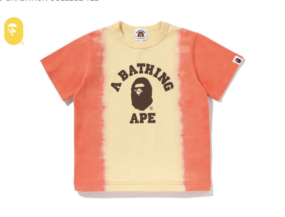 【BAPE童裝】0214 發售 GRADATION COLLEGE TEE