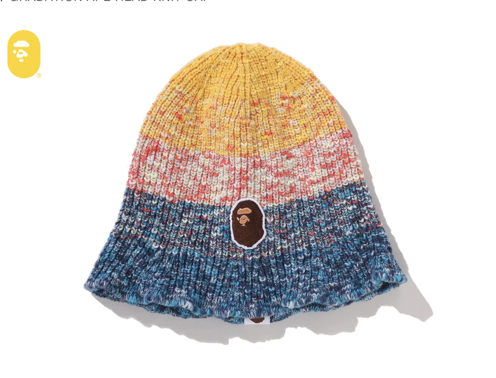 【BAPE兒童配件】0214 發售 GRADATION APE HEAD KNIT CAP