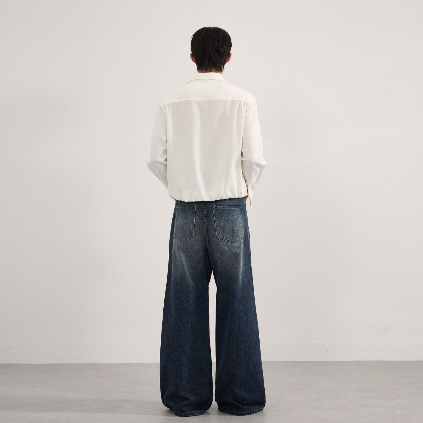 - SIMPLEACTION - 美式復古結構不對稱牛仔褲