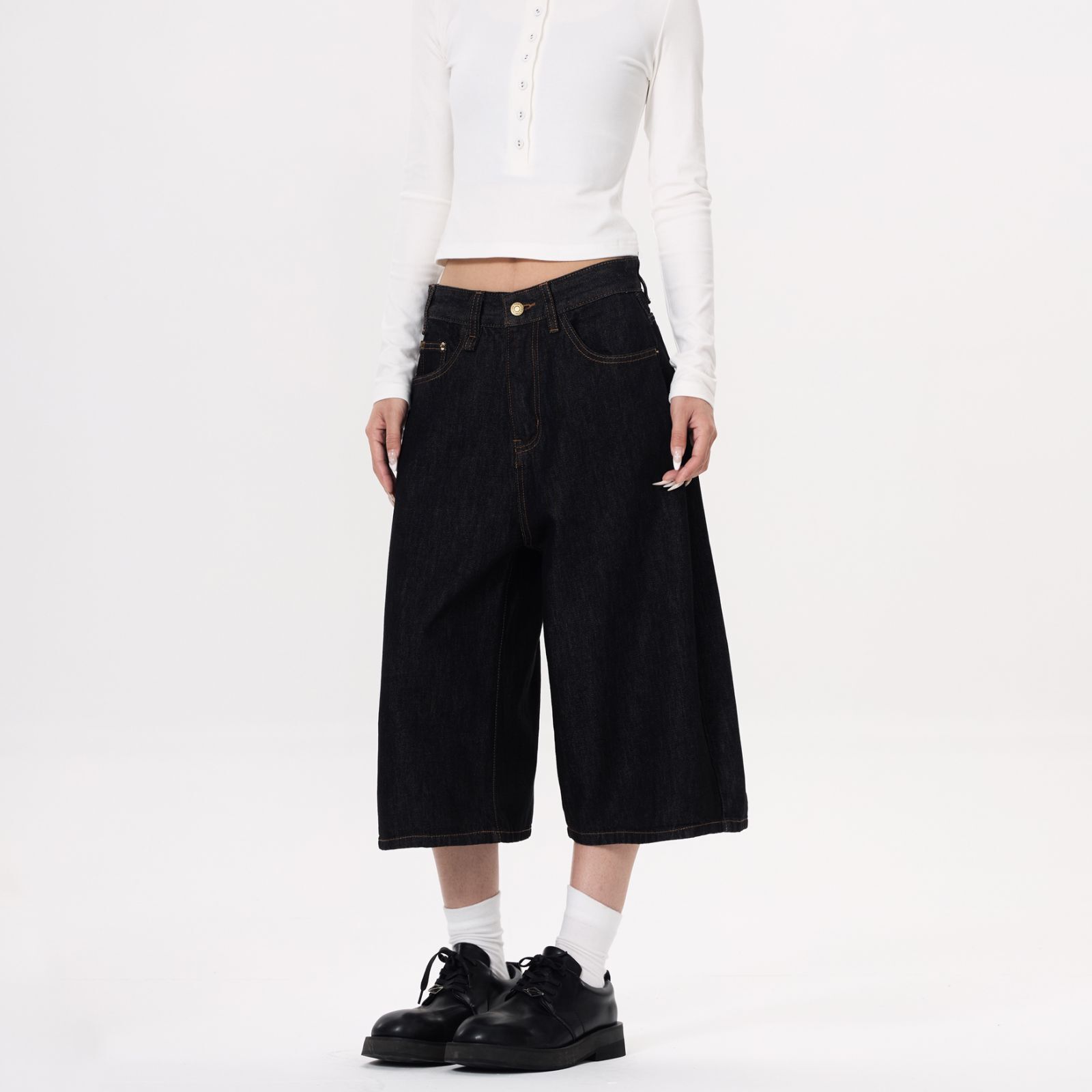 - SIMPLEACTION - cleanfit復古水洗七分褲