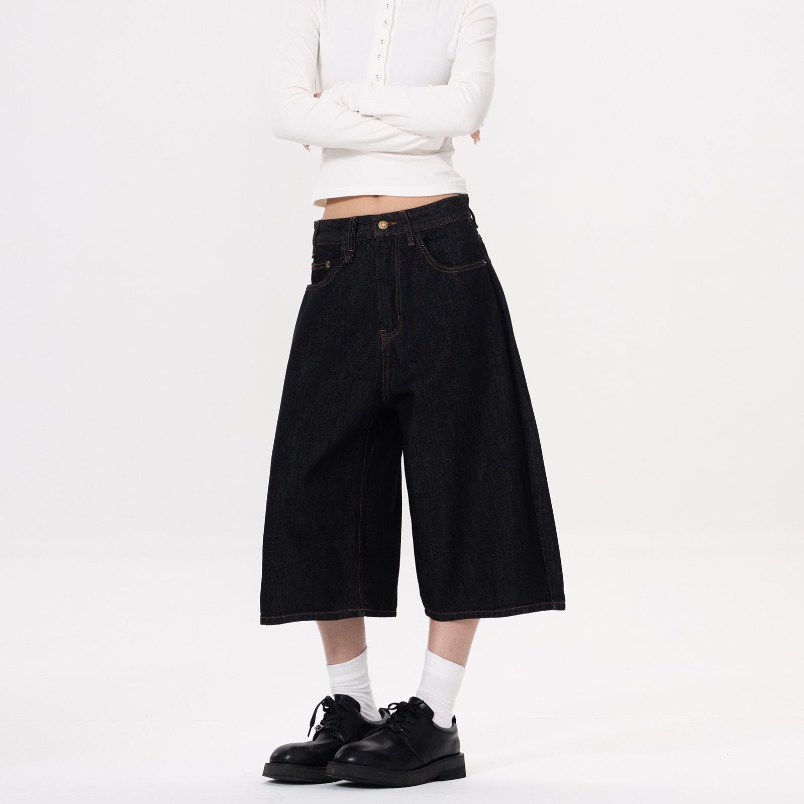 - SIMPLEACTION - cleanfit復古水洗七分褲