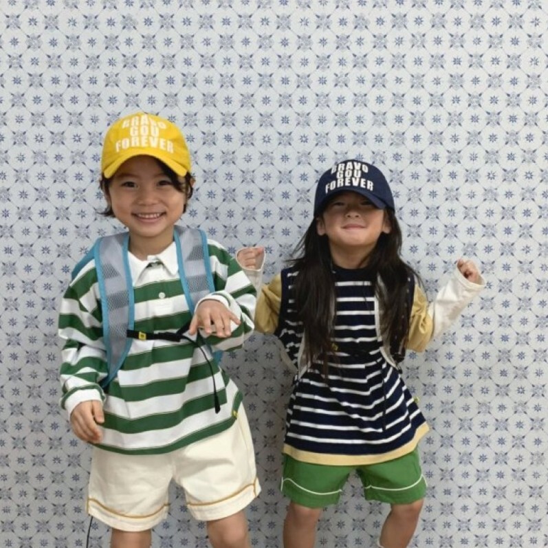 90-160 Gou 寬橫紋POLO上衣 2色