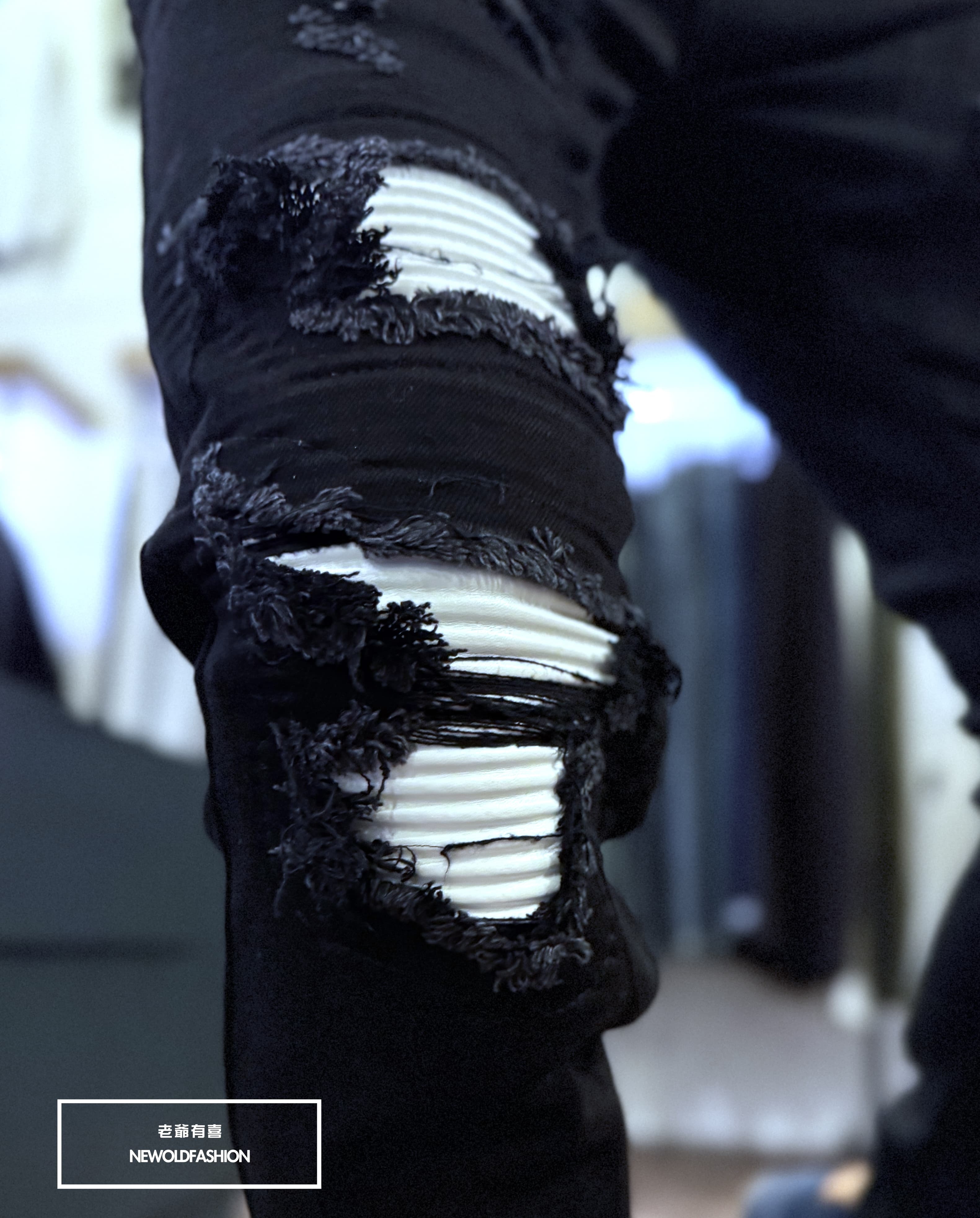 『官網限定』重磅暗黑多破壞撞色皮革小直筒(NOF26013090)