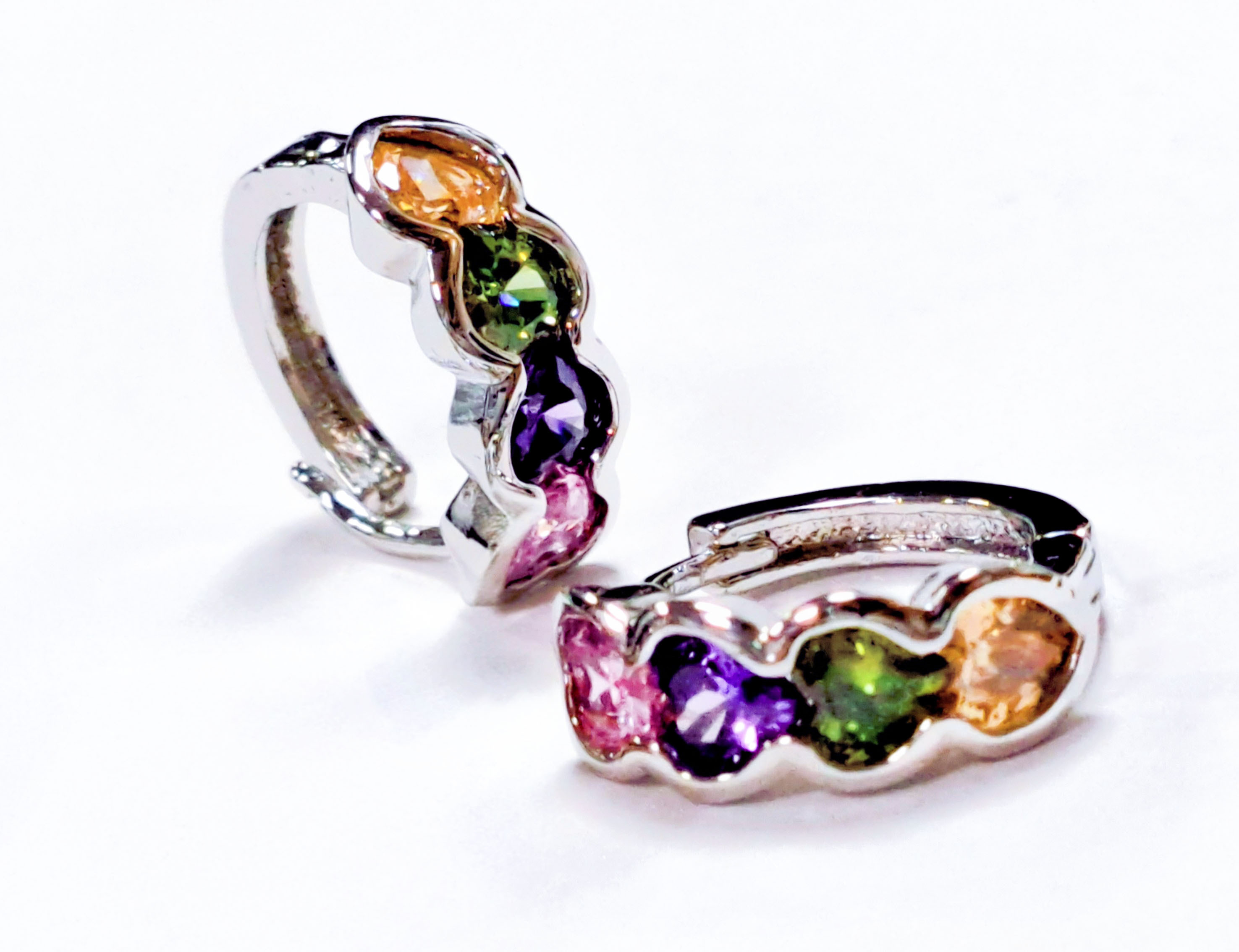 合金-易扣 排列四色鋯愛心