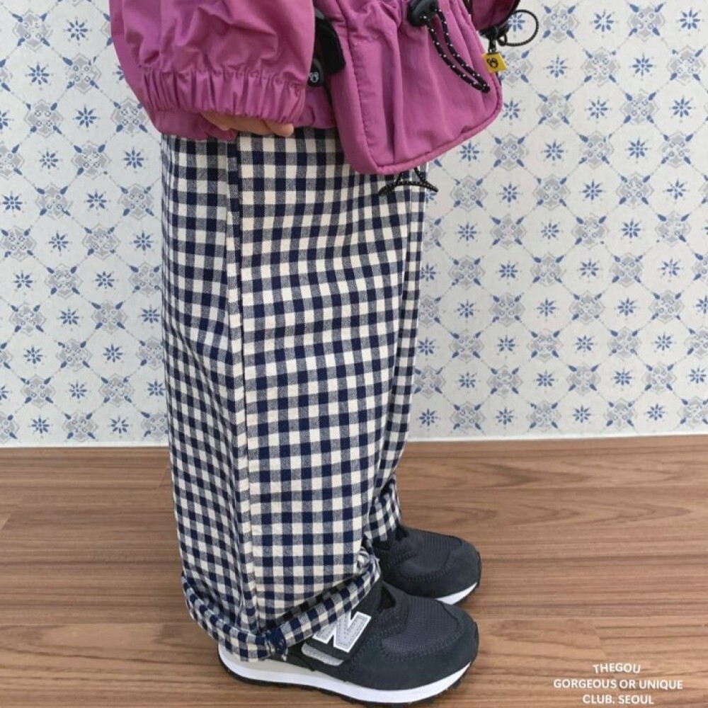 90-160 Gou 日系格紋長褲 2色