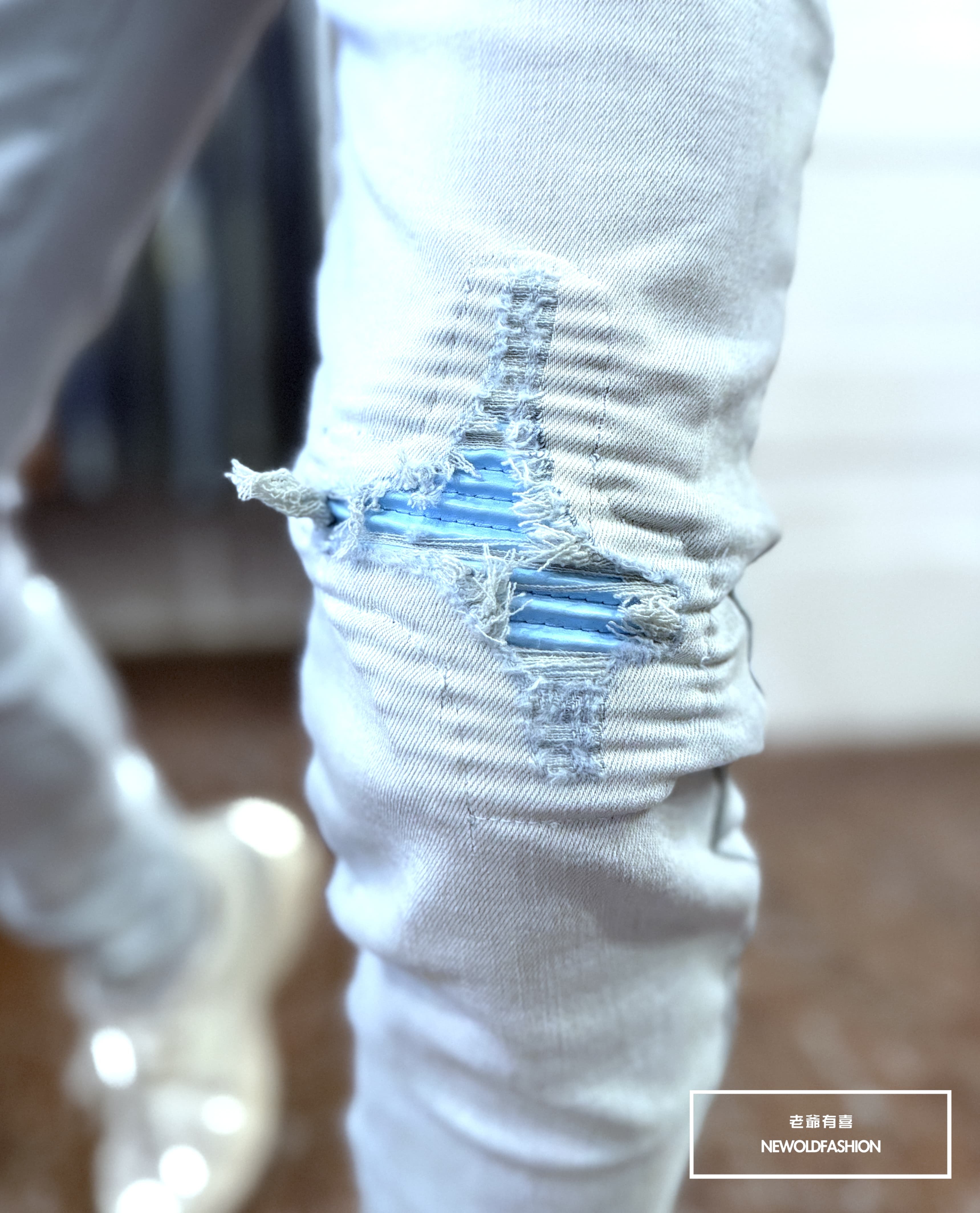 『官網限定』重磅極淺冰川藍皮革小直筒(NOF2601K3001)