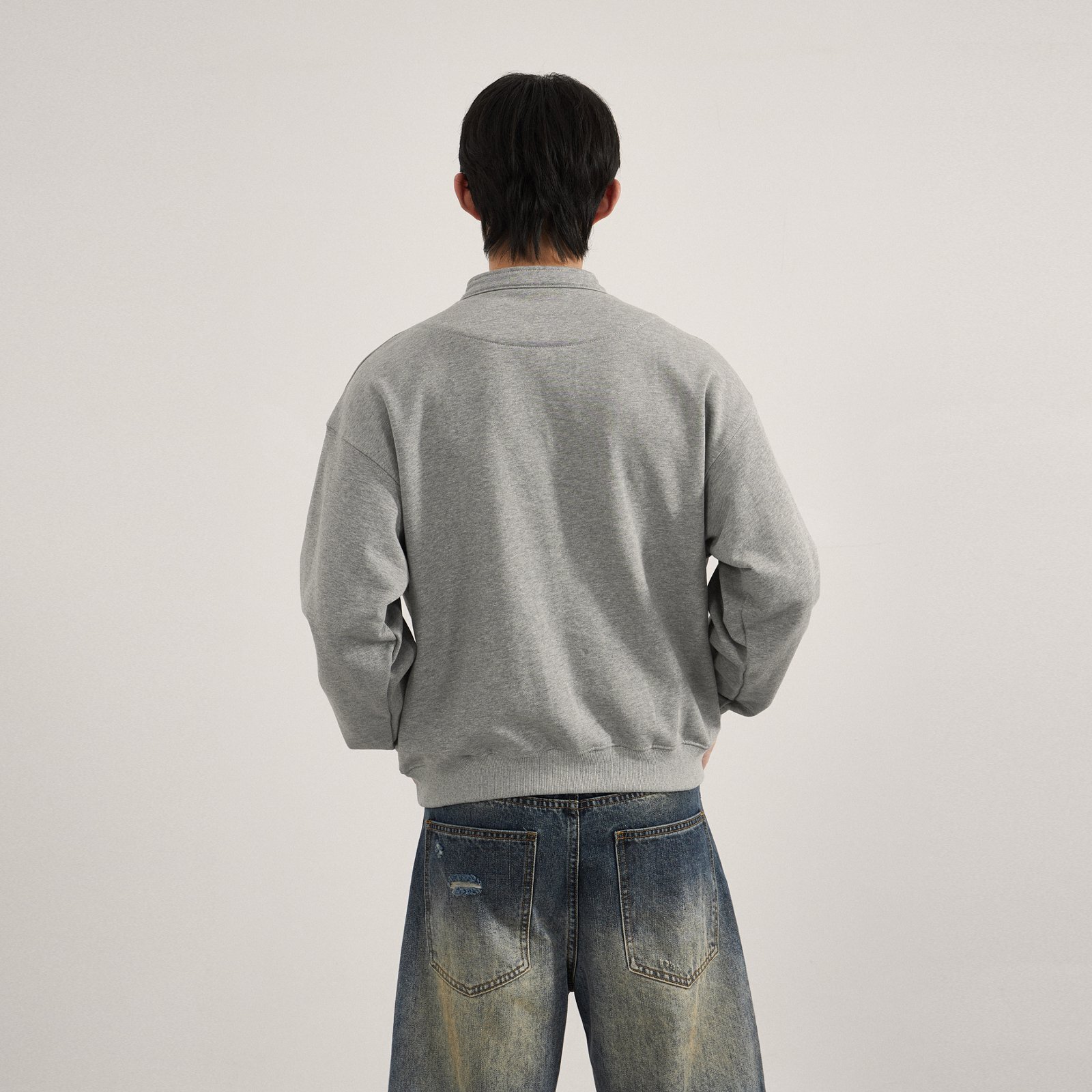 - SIMPLEACTION - 美式復古半拉鍊長袖上衣