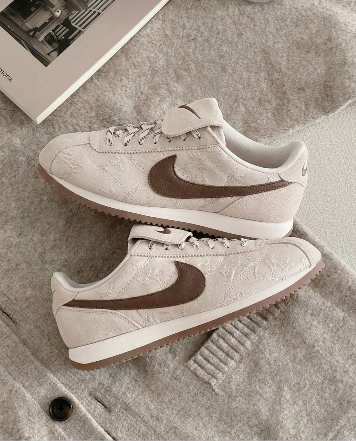 NIKE CORTEZ TEXTILE 櫻花粉棕 麂皮 阿甘鞋