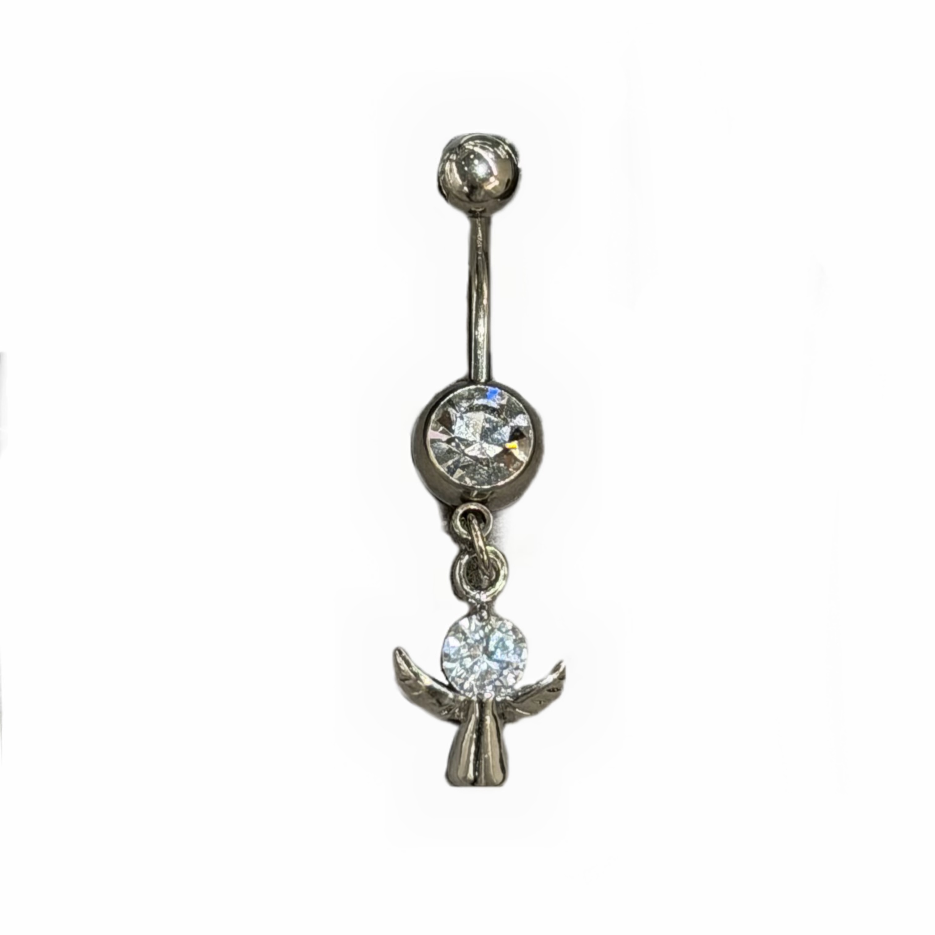 抗敏鋼-肚臍環-圓包鑽垂吊晴天娃娃(單支價)