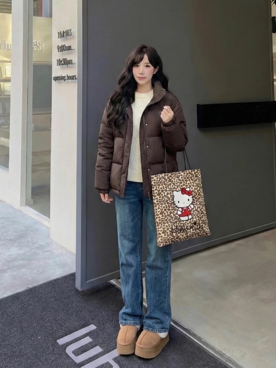 正版授權 SANRIO 三麗鷗 HELLO KITTY 豹紋棕 托特包