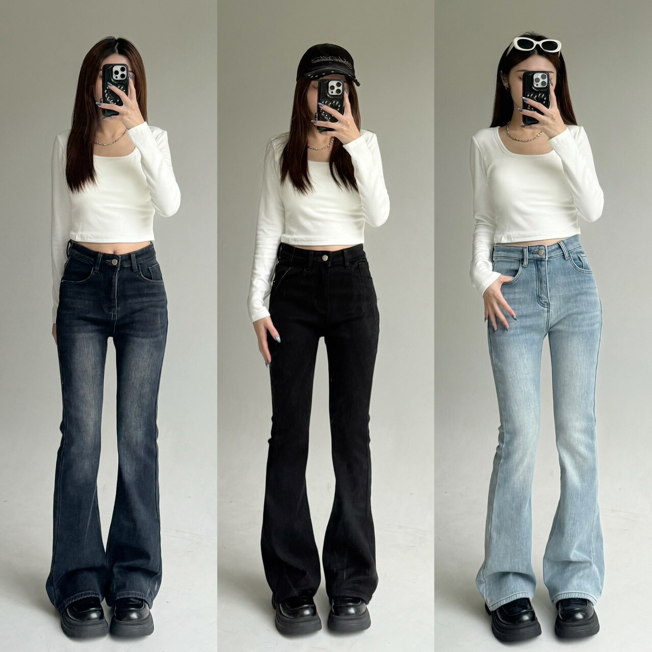 冬季限定❤️‍🔥法蘭絨長腿彈性牛仔喇叭褲(3色/S-L)