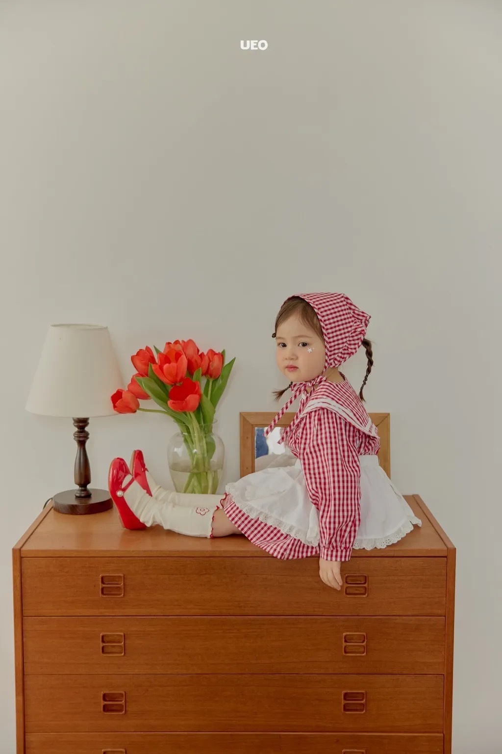 UEO 莓果格紋海軍領連身裙 / 2色