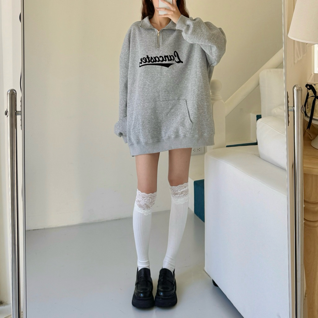 不挑身形💫拉鍊翻領大口袋太空棉大學T(8色)