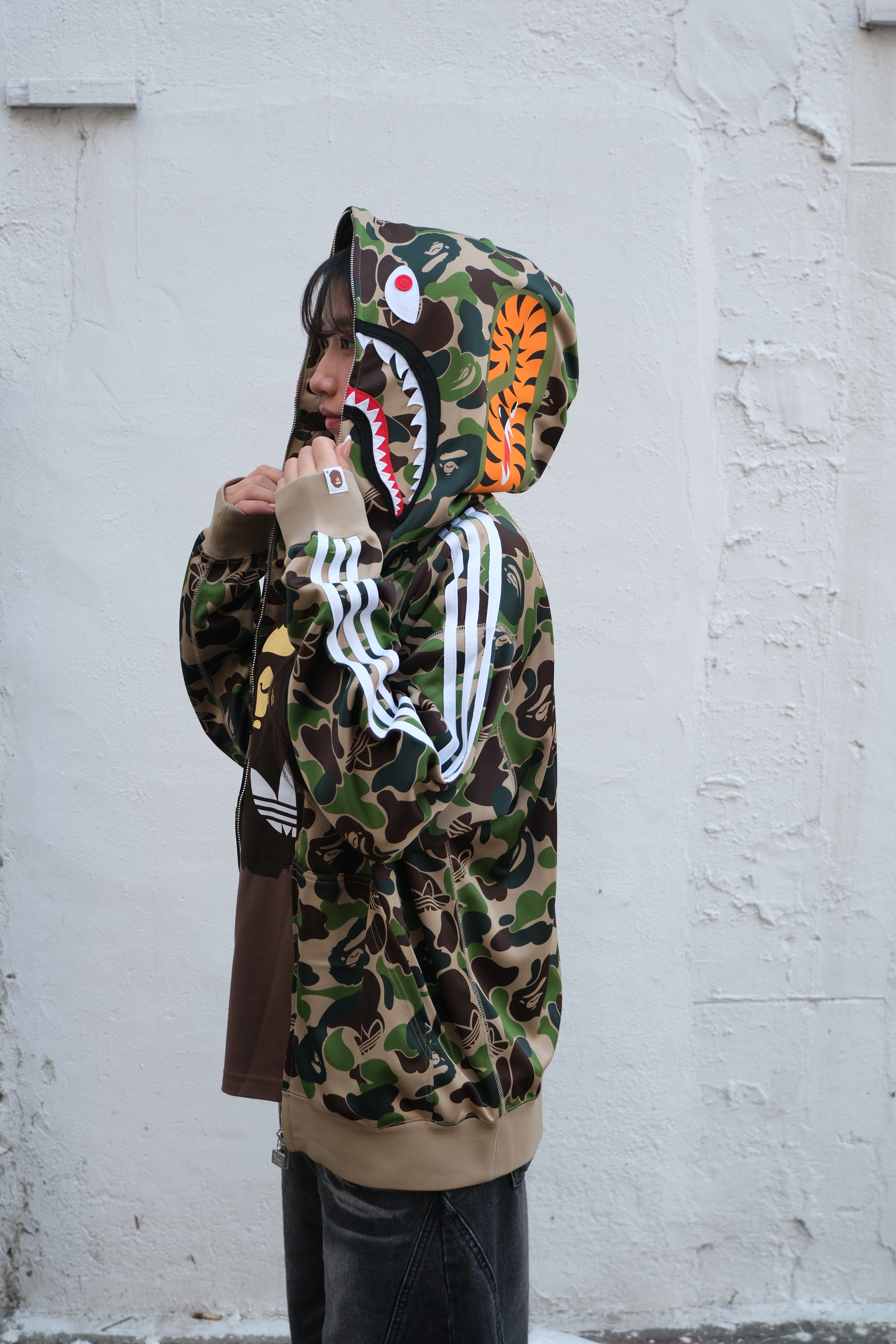 BAPE X adidas Relaxed Fit shark zip KF4916