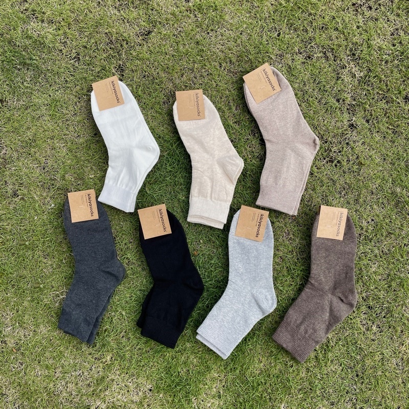 正韓🇰🇷日常必備素色純棉中筒襪子