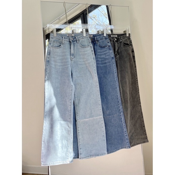 超彈力逆天長腿牛仔直筒喇叭褲(3色)整件彈性!!