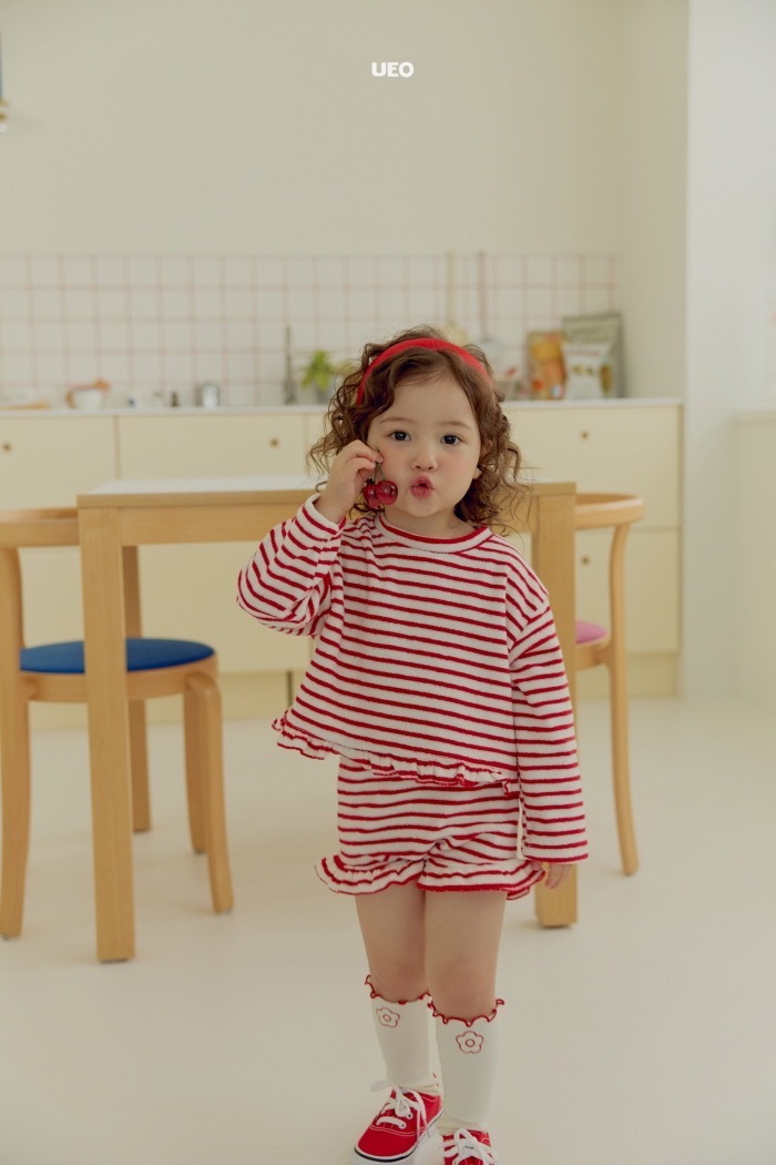 UEO 條紋荷葉滾邊褲 / 2色