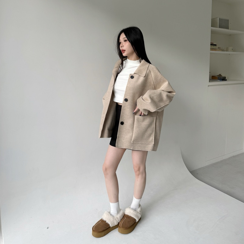 ”獨家自訂款”毛呢大口袋❤️‍🔥翻領排釦外套(5色)自訂新色!!!!