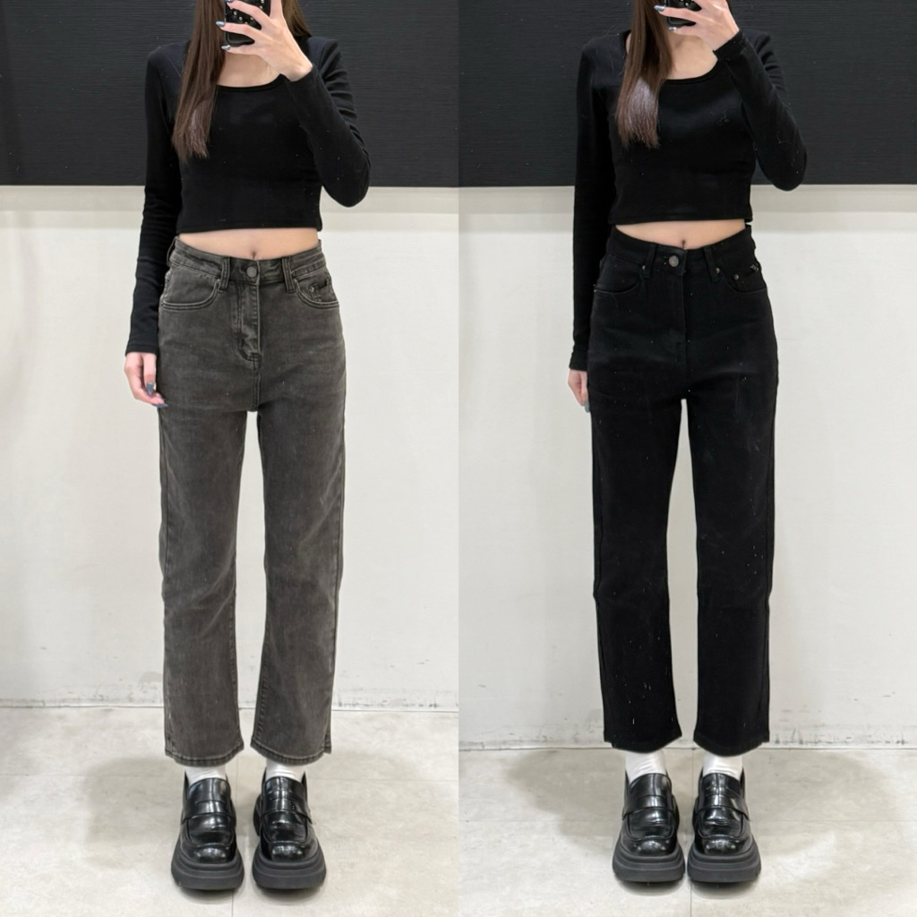 超彈🔥7色小隻女側開叉直筒牛仔褲(S-XL)