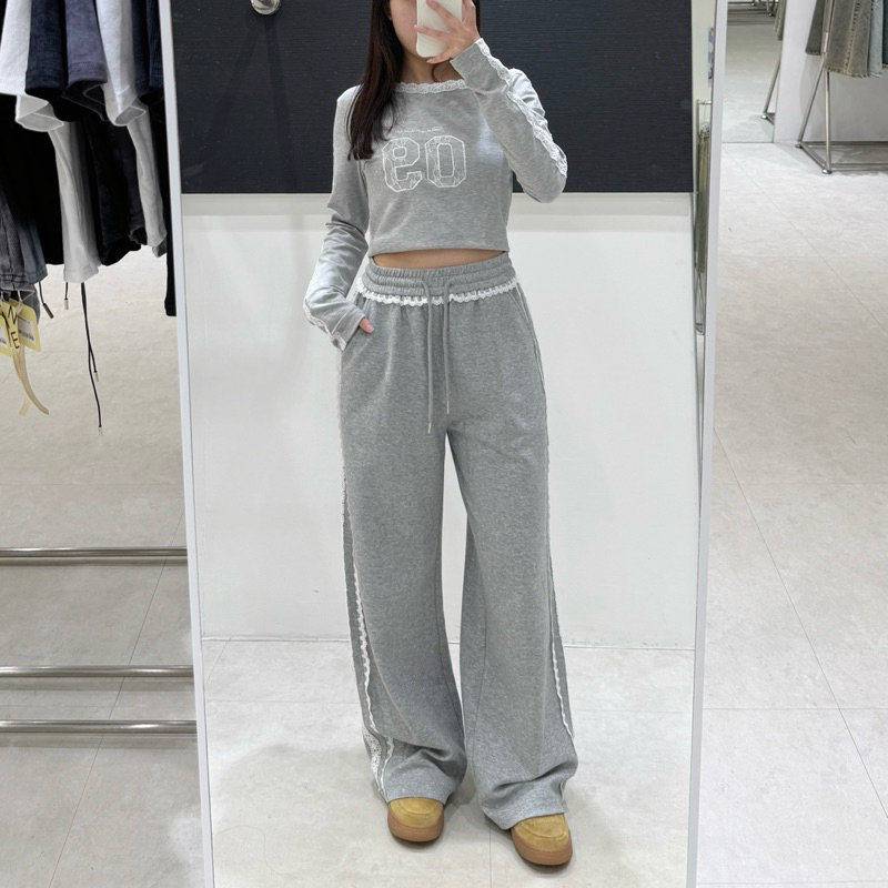 "獨家自訂”大直腿作弊棉褲💘挺料蕾絲邊棉料直筒褲(2色/正常版、加長版)