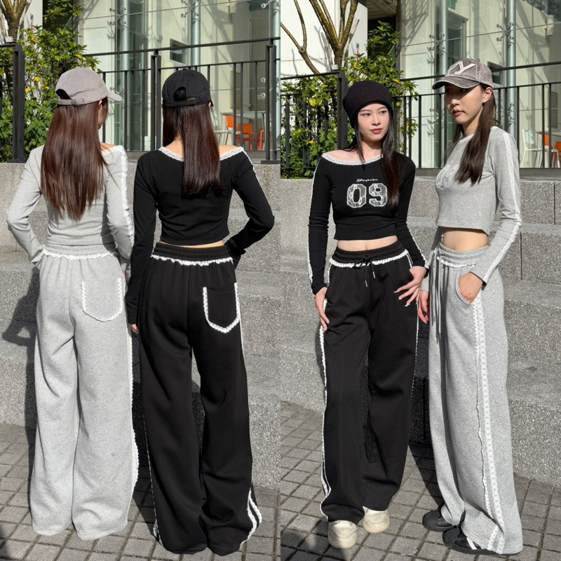 "獨家自訂”大直腿作弊棉褲💘挺料蕾絲邊棉料直筒褲(2色/正常版、加長版)