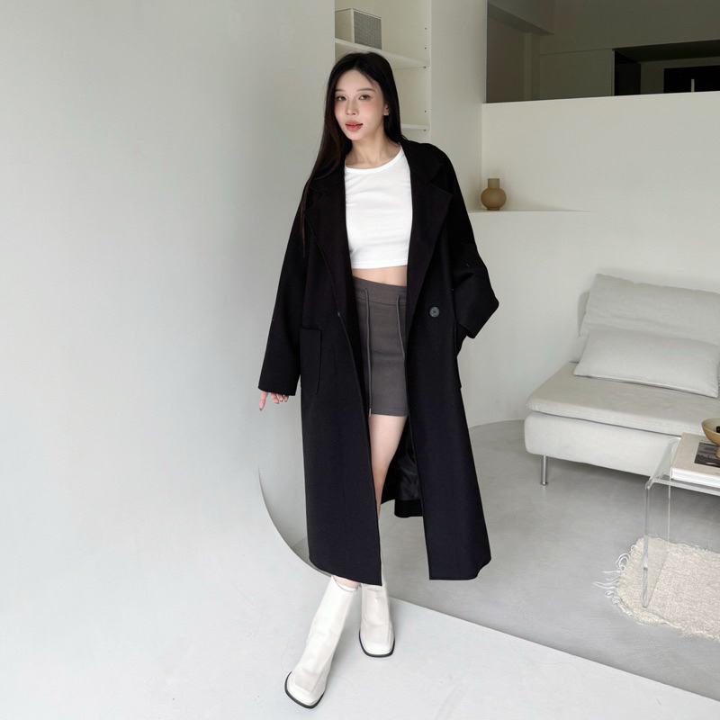 ”獨家自訂款”釜山氛圍❄️高級質感毛呢長版大衣(2色)