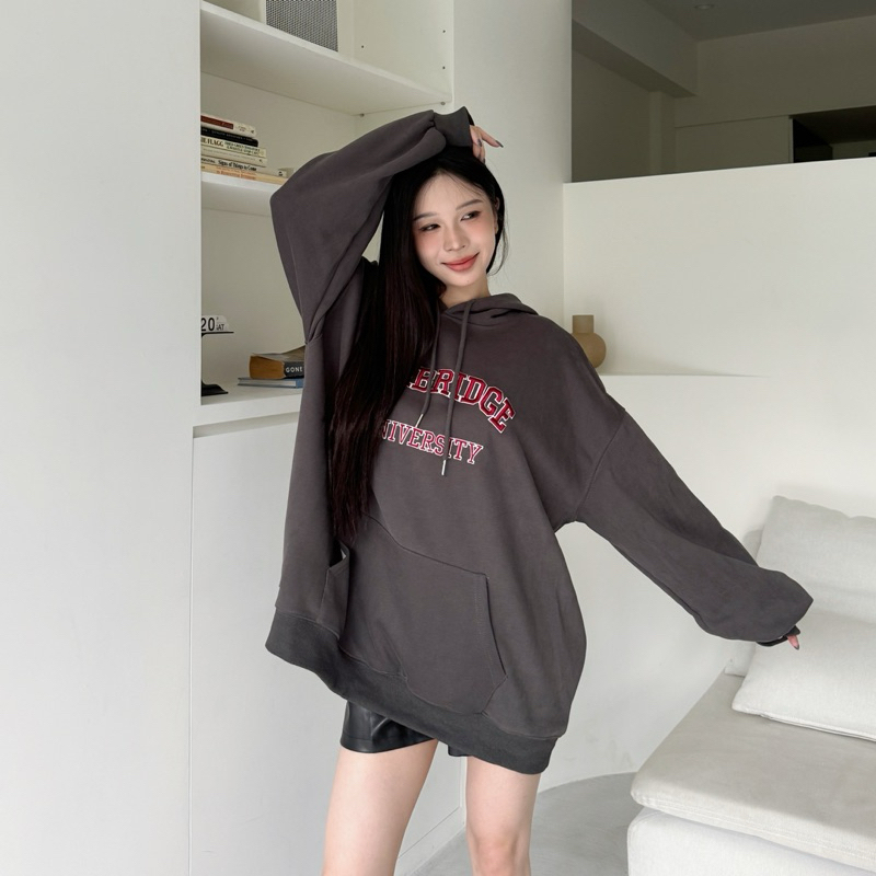 萬能穿搭單品✨刺繡連帽寬鬆大Tee(8色)一般/加絨版