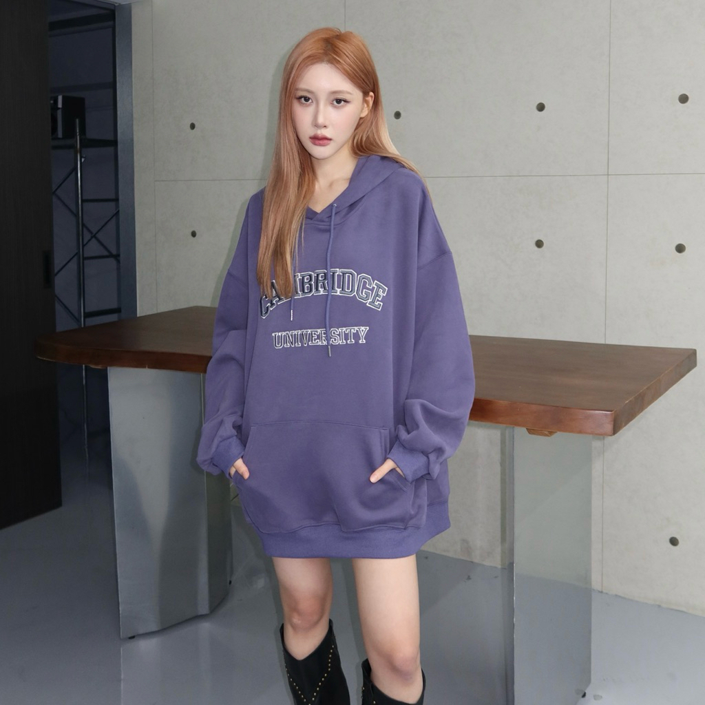 萬能穿搭單品✨刺繡連帽寬鬆大Tee(8色)一般/加絨版