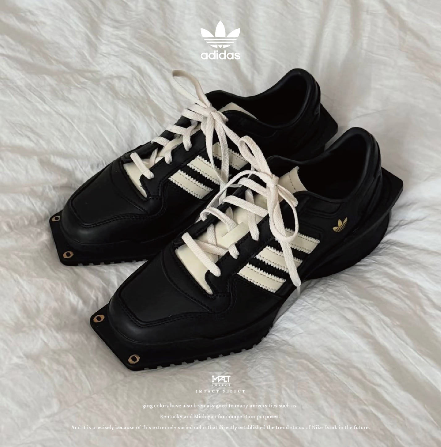 adidas Originals Forum Cubism SQ 日本限定 巴黎世家平替 方頭皮鞋 黑白