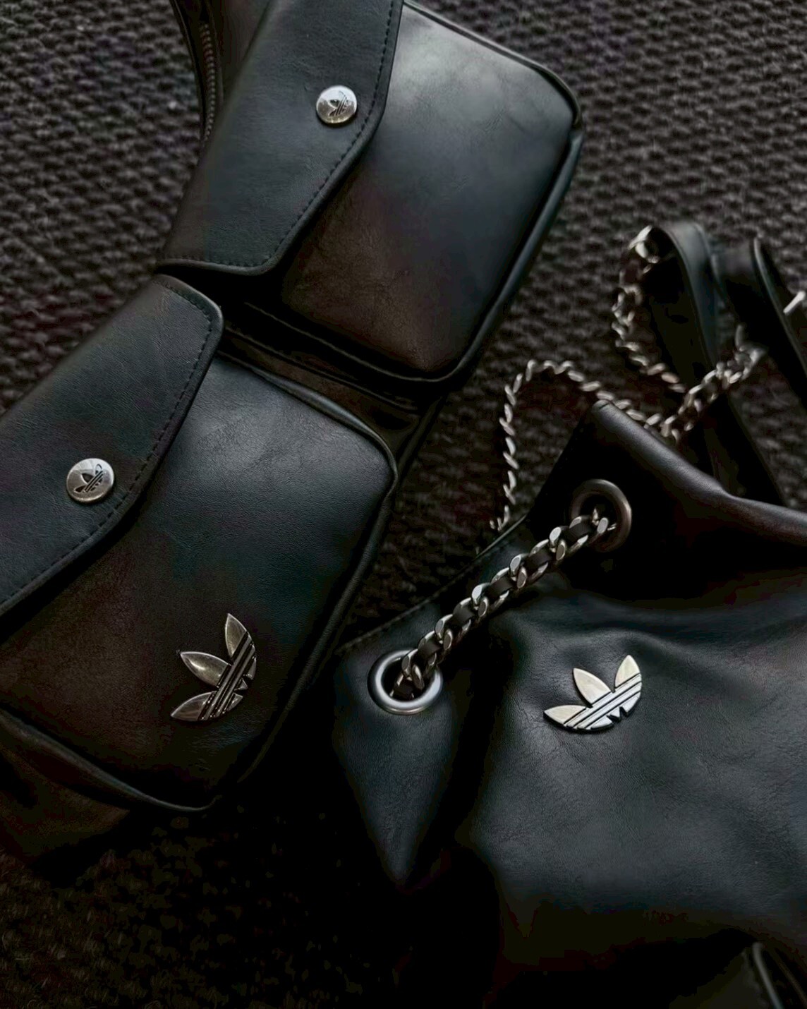 Adidas Originals 黑色 復古 大容量 後背包 單肩包 肩背包 鍊條包