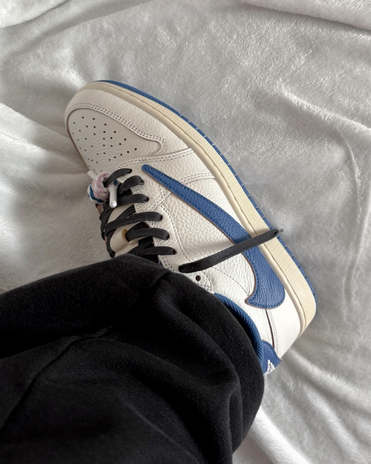 Nike Air Jordan 1 Low x Travis Scott x Fragment 米白藍 三方聯名 閃電 倒鉤 聯名