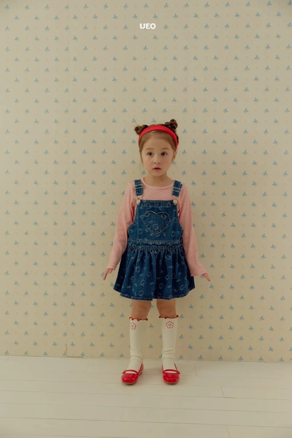 UEO KT 牛仔愛心吊帶裙