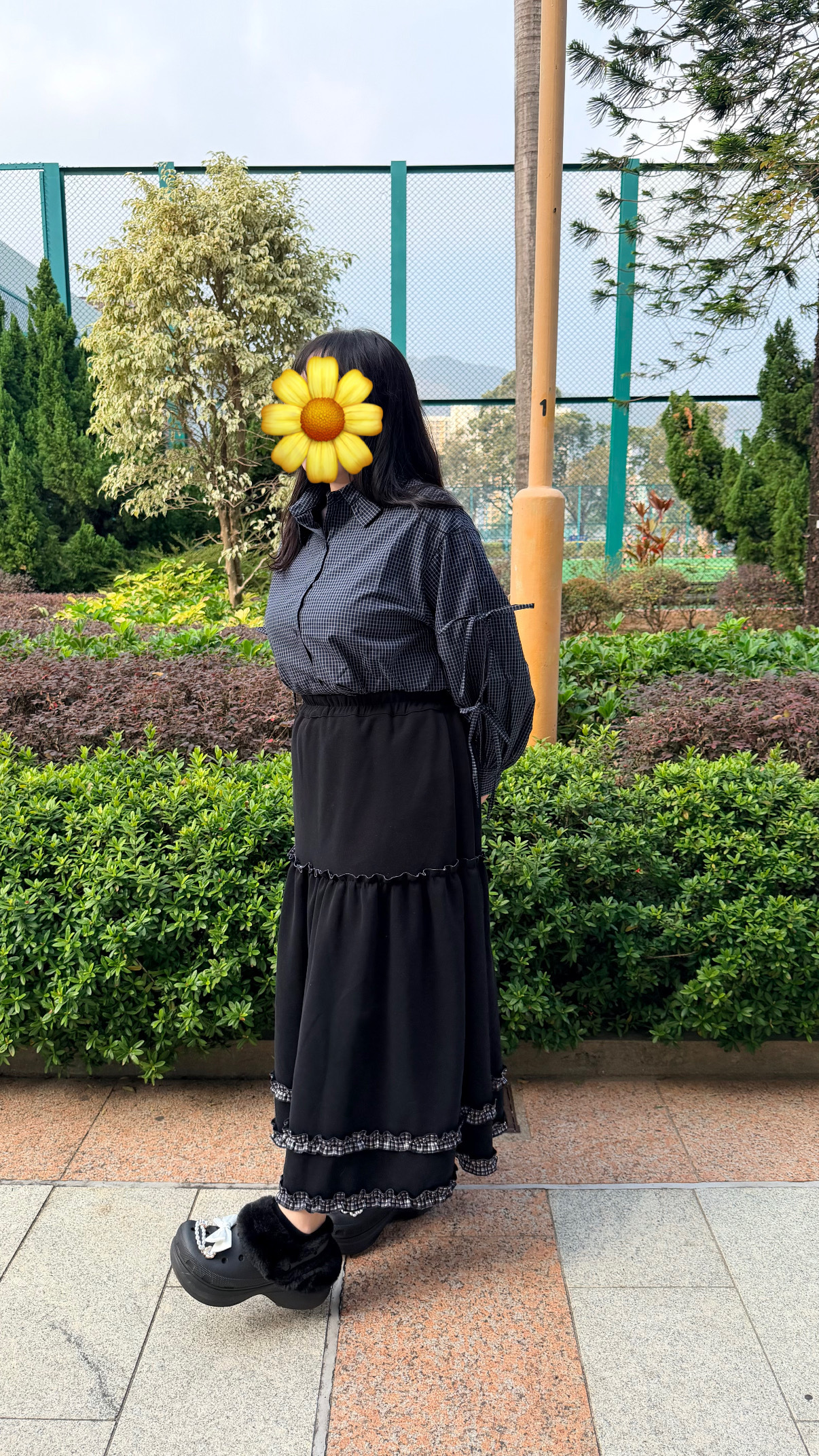 綁帶泡泡袖花領襯衫