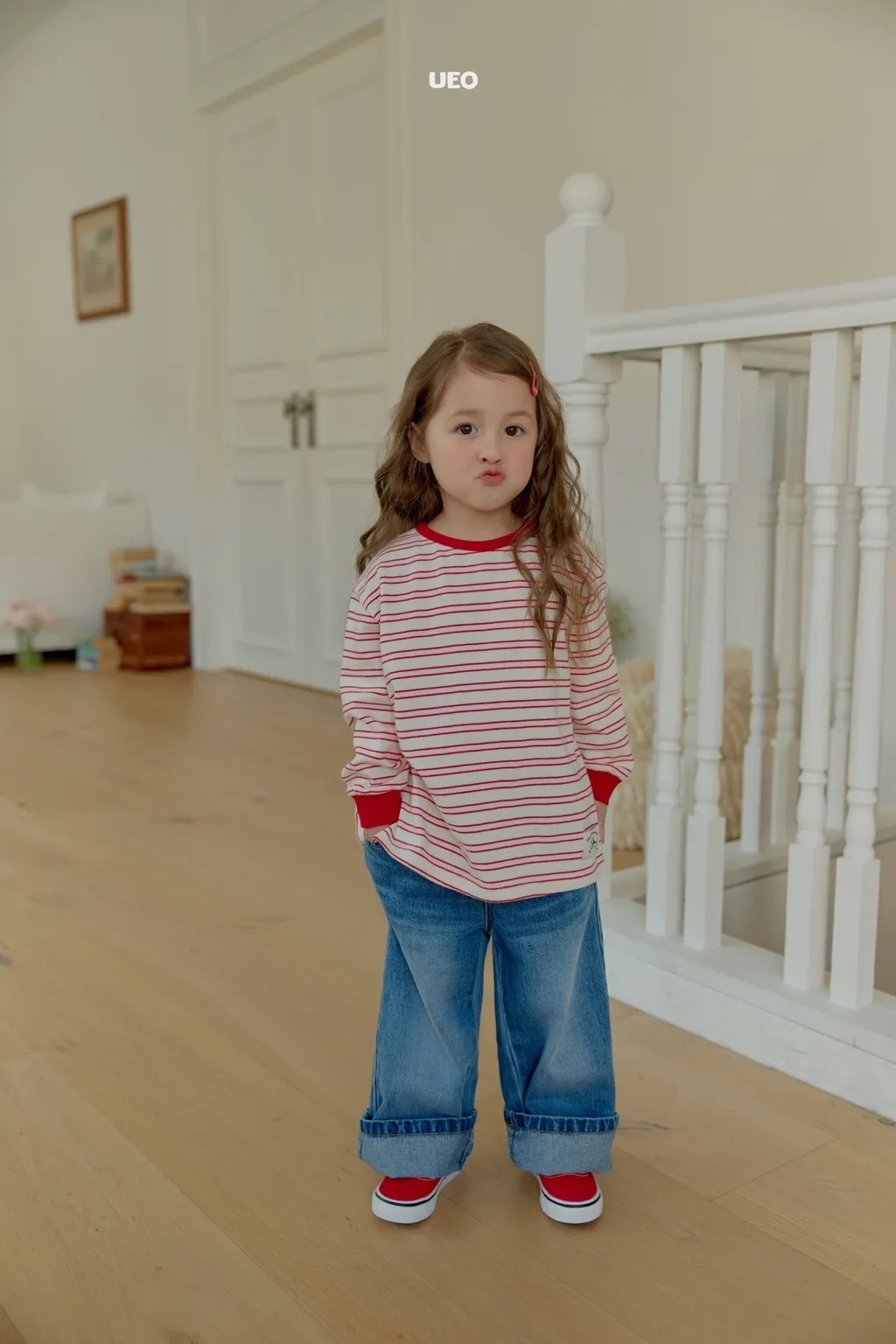 UEO 直筒刷色寬版牛仔褲 / 2色