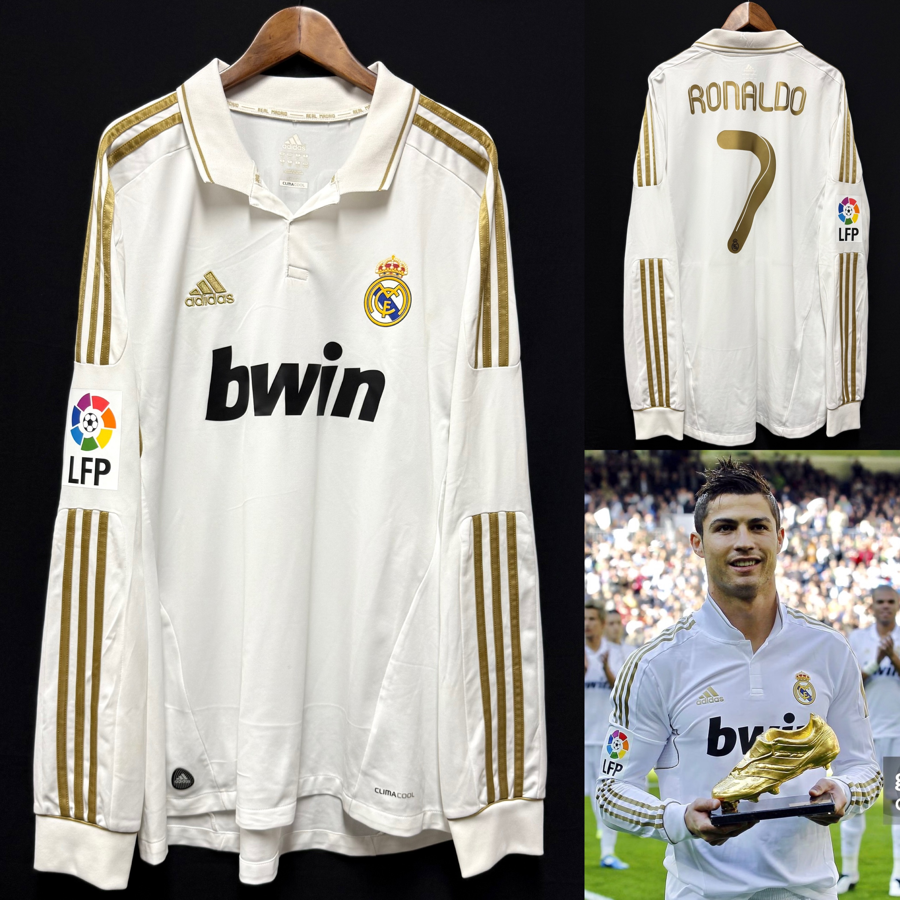 Real Madrid 2011-2012 Adidas L/S Home Shirt #7 RONALDO