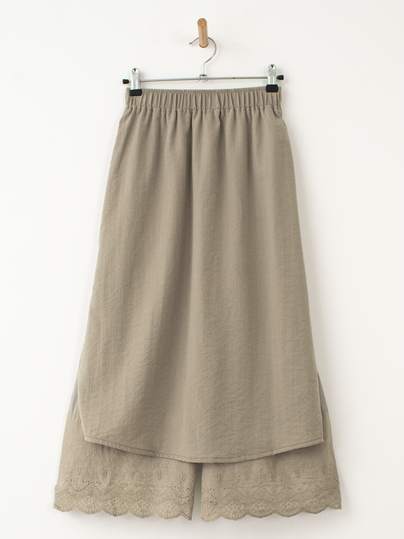 自然慵懶繡花棉麻褲裙