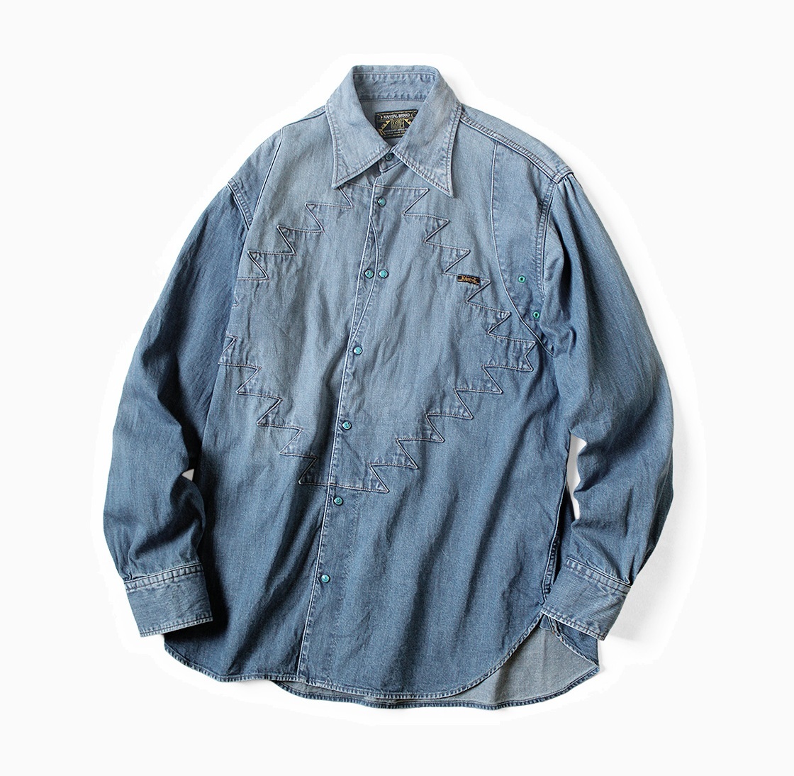 KAPITAL 2026 8oz DENIM THUNDERBIRD Husky Western Shirt (Processed) - PRE ORDER ITEM (預訂中)