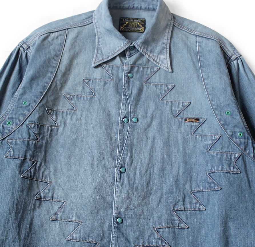 KAPITAL 2026 8oz DENIM THUNDERBIRD Husky Western Shirt (Processed) - PRE ORDER ITEM (預訂中)
