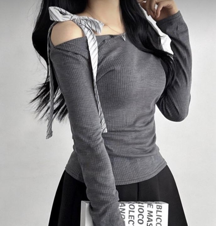 [2026新款] 間條綁帶單肩長袖