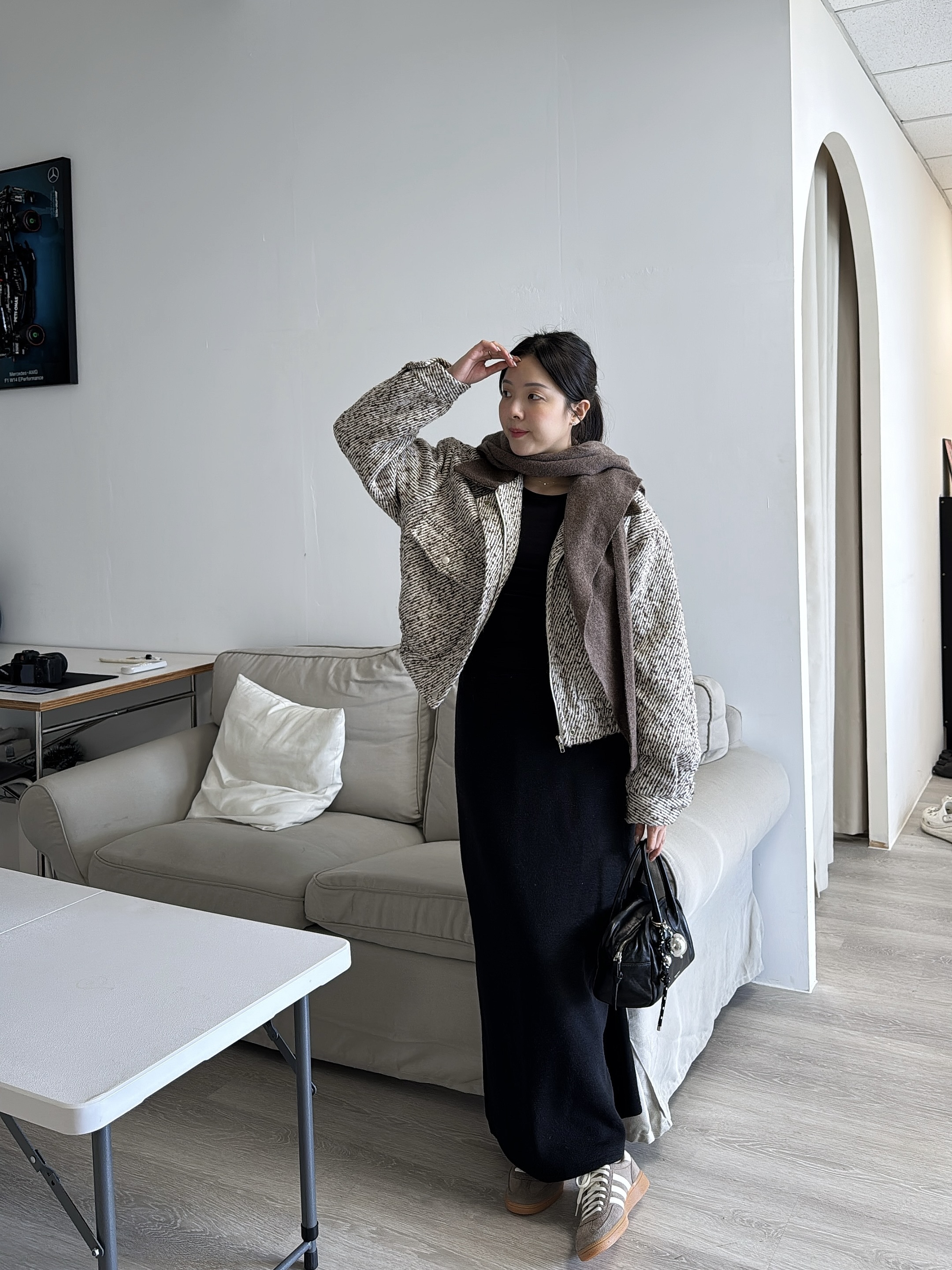 S17 拼色鋪棉短版外套(咖)