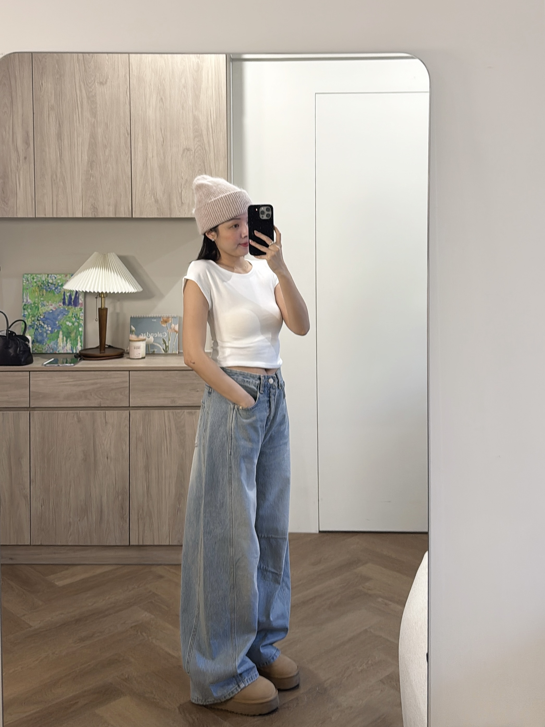 S19 淺色闊腿版型牛仔褲S/M/L (淺藍/中藍/灰)