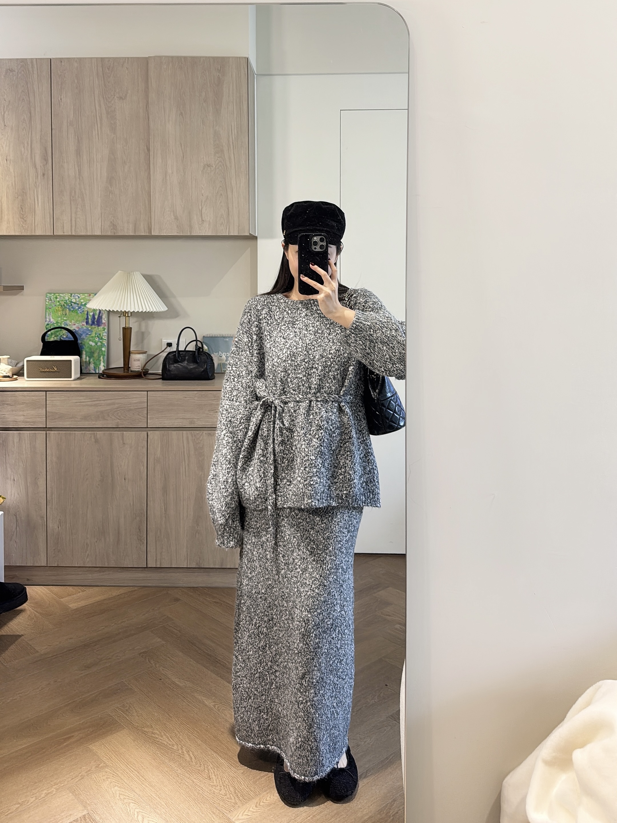 S08 軟綿針織套裝 (芝麻黑/燕麥米/淺灰)