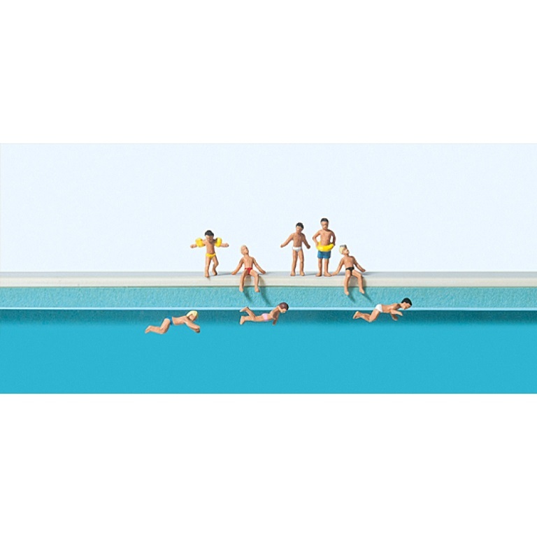 Preiser 79091 N規 Children in the swimming pool 游泳池畔的小孩