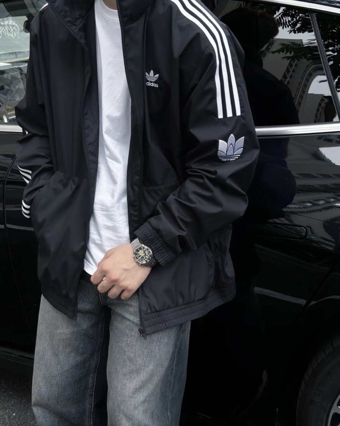 Adidas Originals RT TT U2 復古 立領 外套 黑 灰