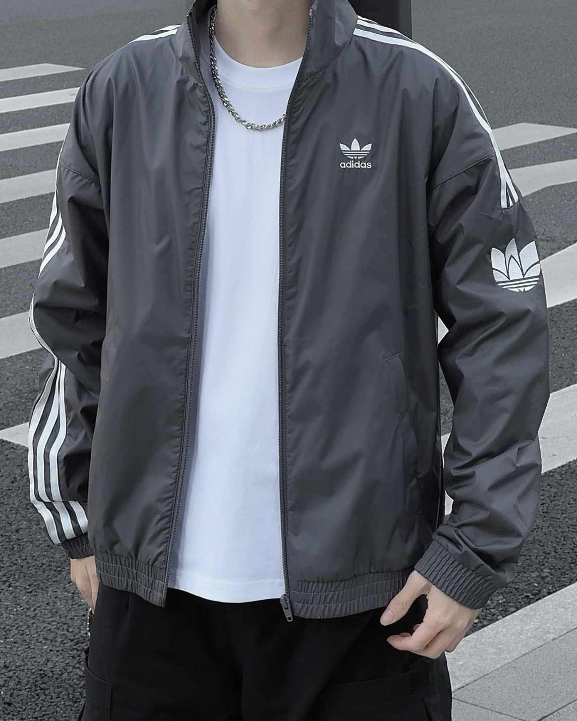 Adidas Originals RT TT U2 復古 立領 外套 黑 灰