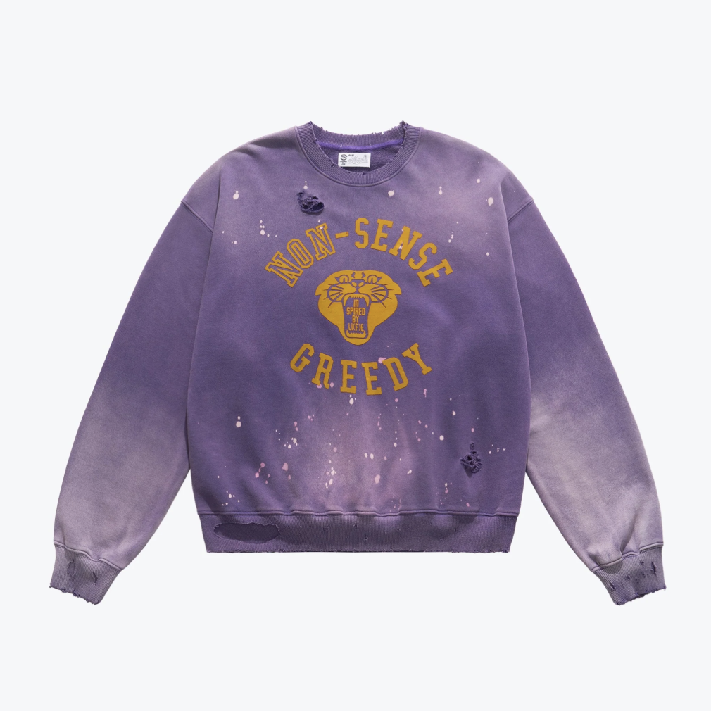 Sense Store Nonsense Wash Faded Crewneck- Purple|Nonsense-02