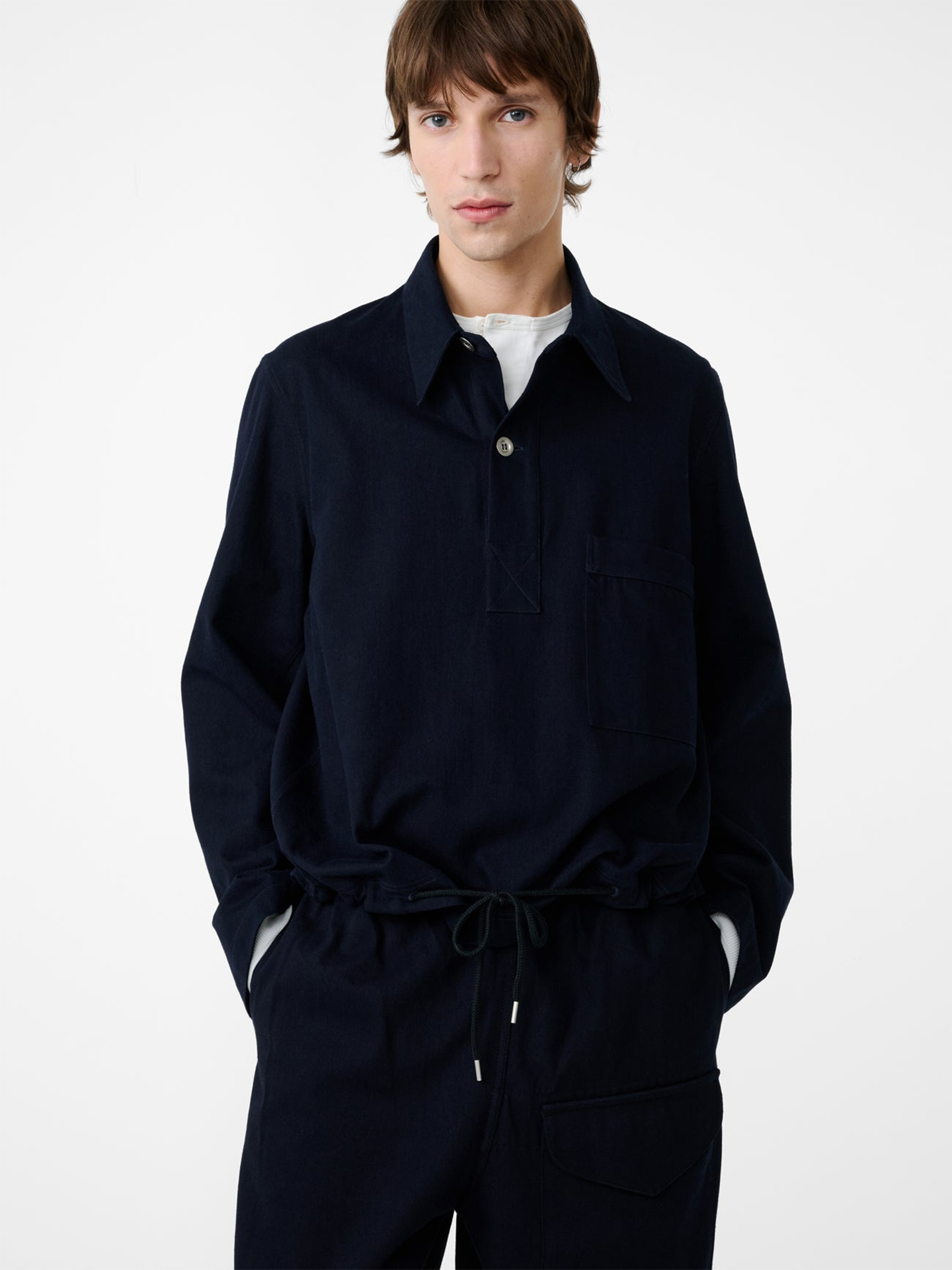Studio Nicholson Stowe Drawcord Shirt Indigo